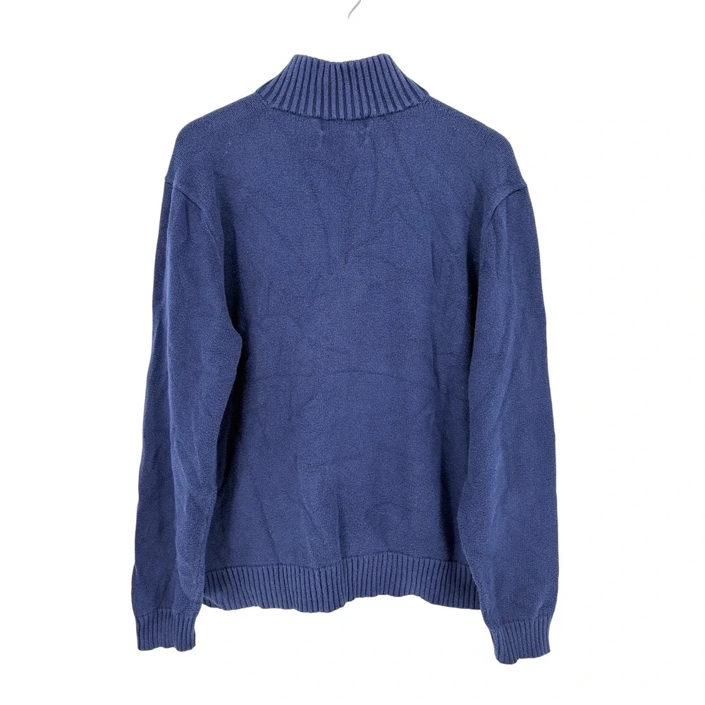 Polo Ralph Lauren 1/4 Zip Sweater Mens Large Blue Cotton Red‎ Pony Logo Pullover